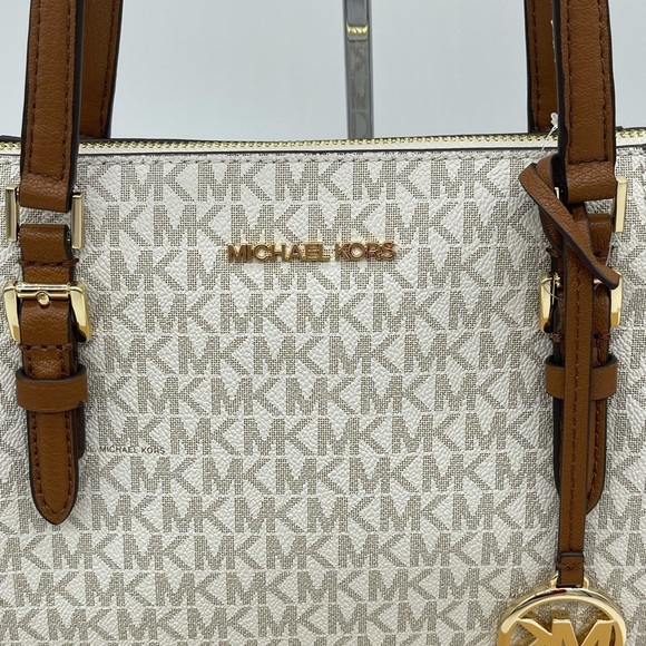Michael Kors Charlotte Tote Bag Vanilla/Brown - Picture 3 of 13